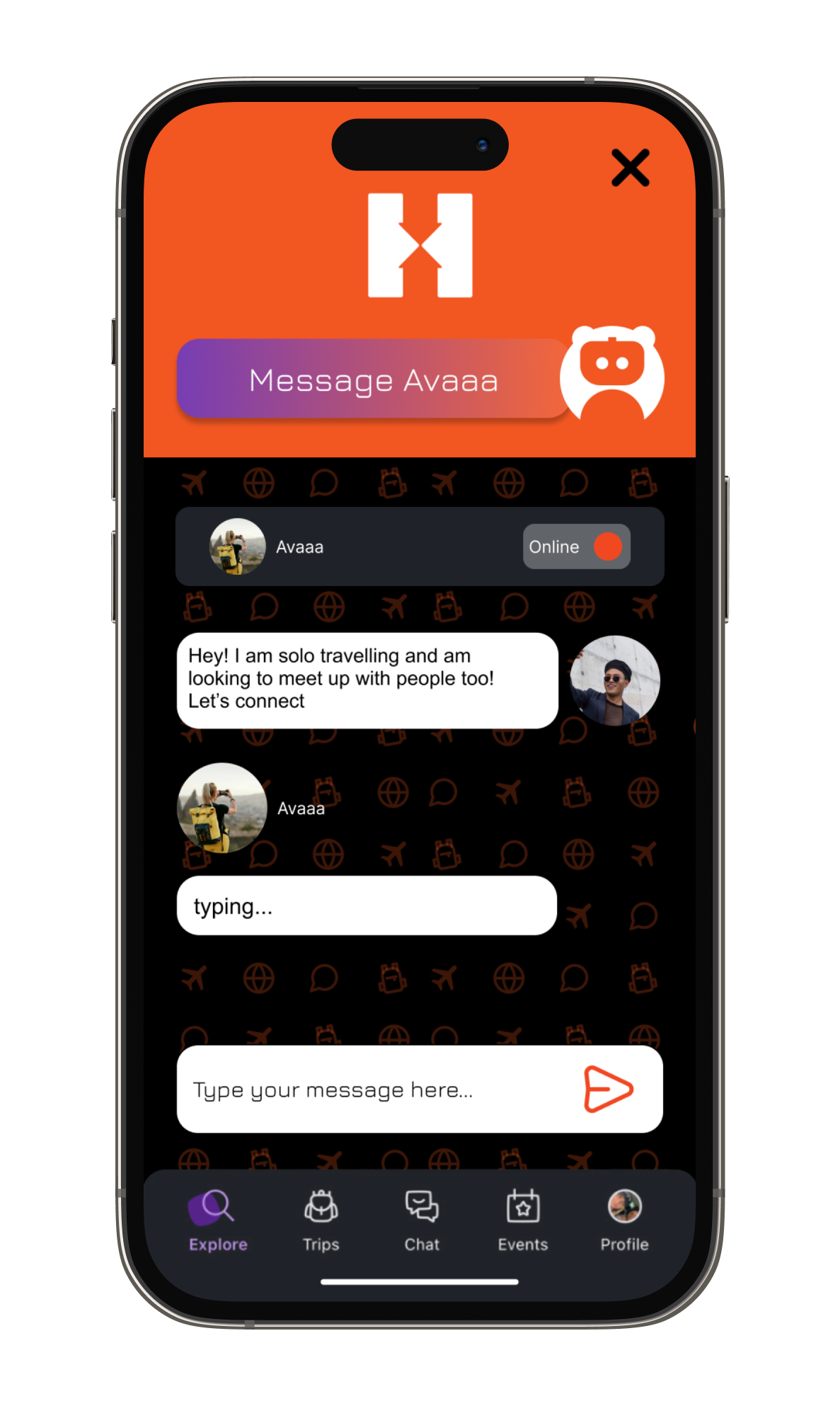 chat section iPhone mockup