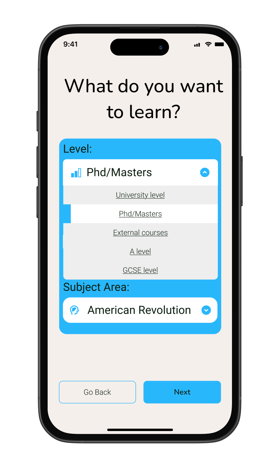 dropdown iPhone mockup