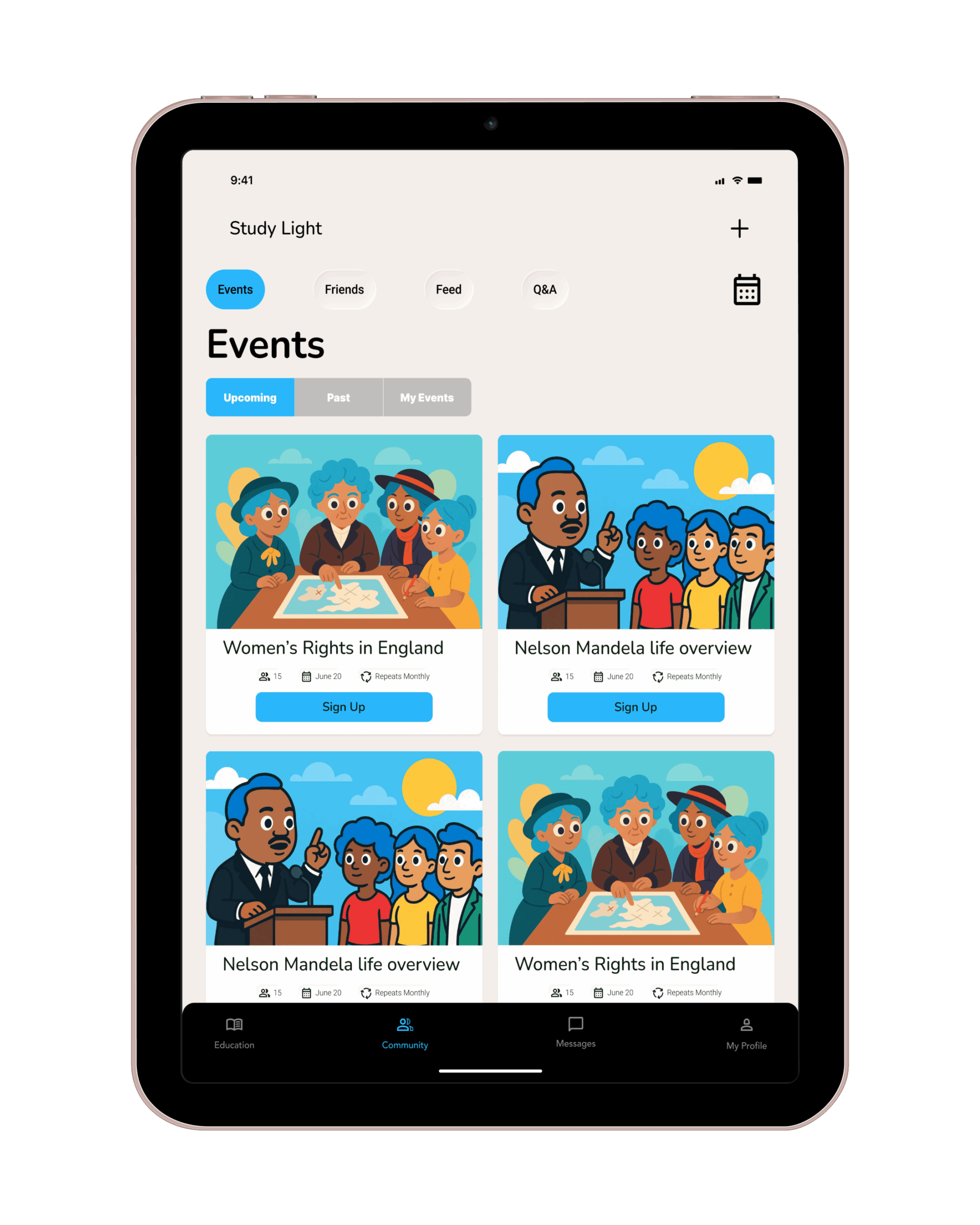 events iPad mockup