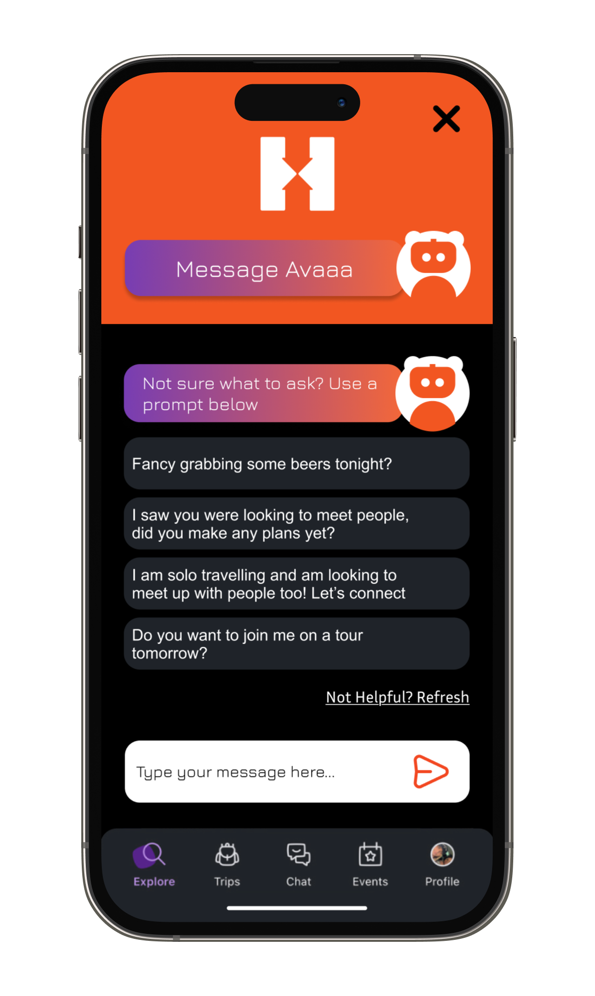 message prompts mockup