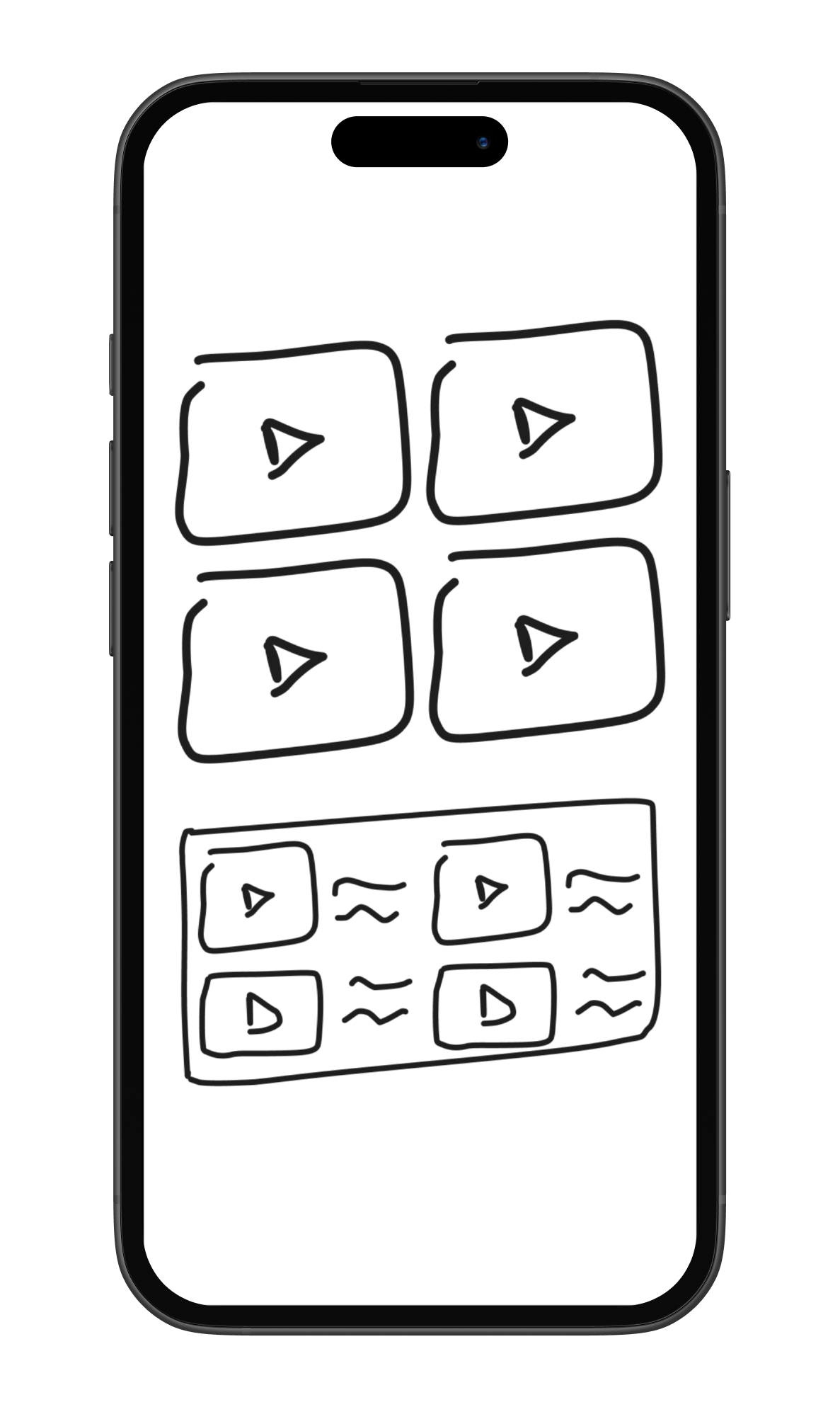 videos&articles low fi wireframe